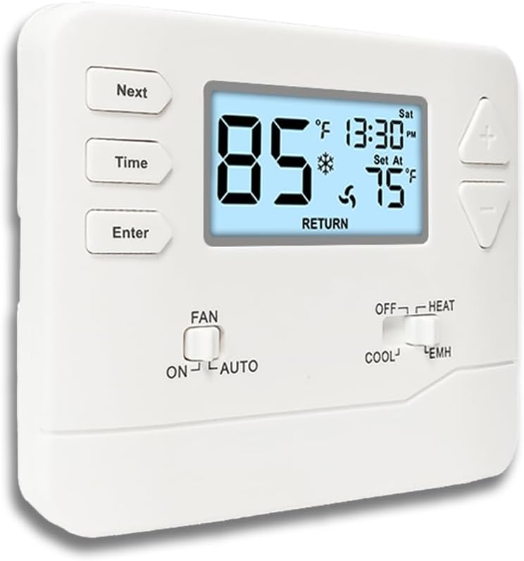 Miuputake Thermostat for Heat Pump,NonProgrammable Thermostat for Home, Conventional Single-Stage Systems,2 Heat/1 Cool Heat Pump Or 1 Heat/1 Cool, Easy DIY Install, White Backlight - Image 1